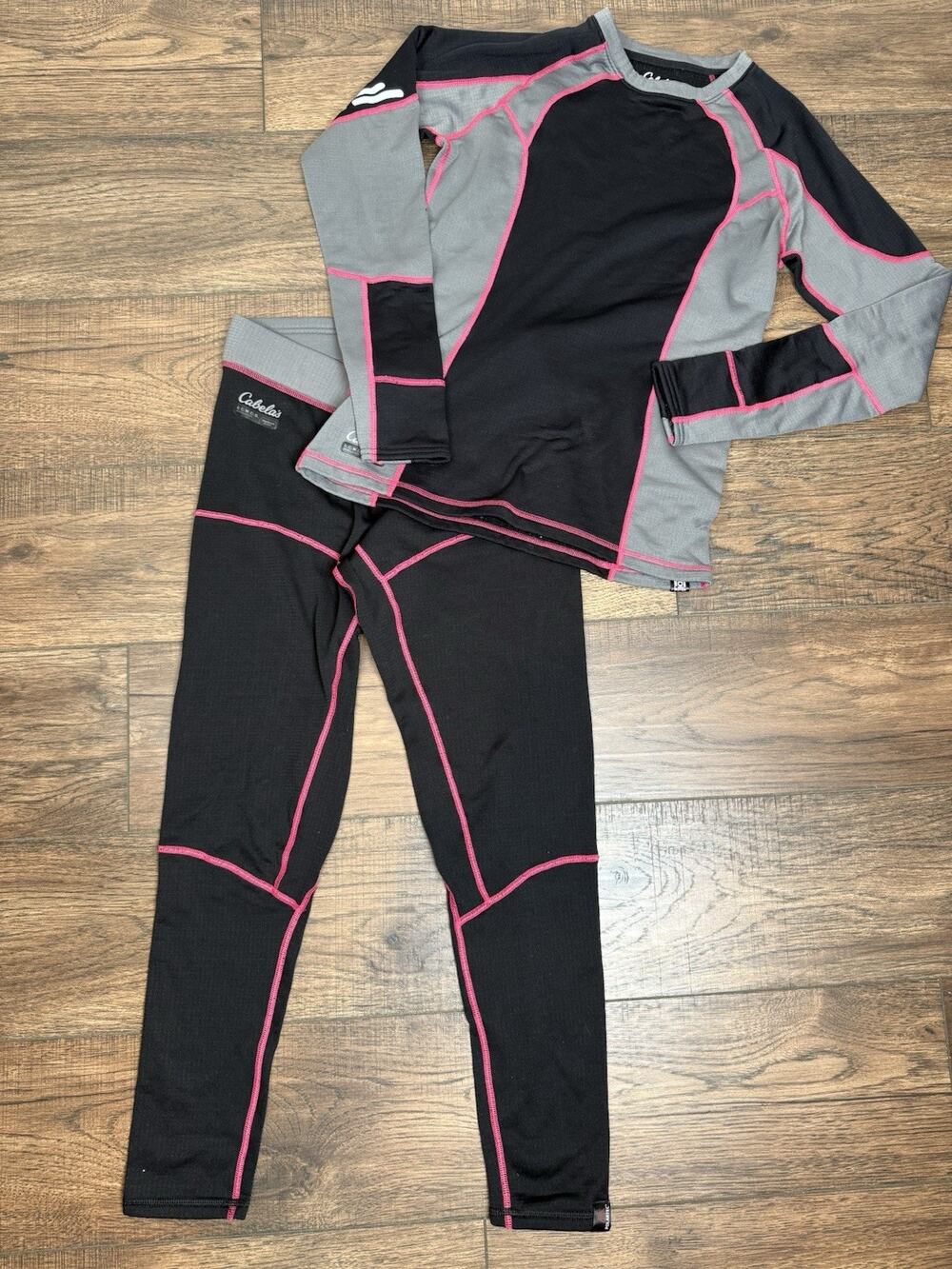Cabelas ECWCS Polartec Thermal Base Layer Set Womens M Black Gray 2 Piece